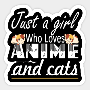 Anime and Cats Lover for Teen Manga kawaii Graphic Otaku Sticker